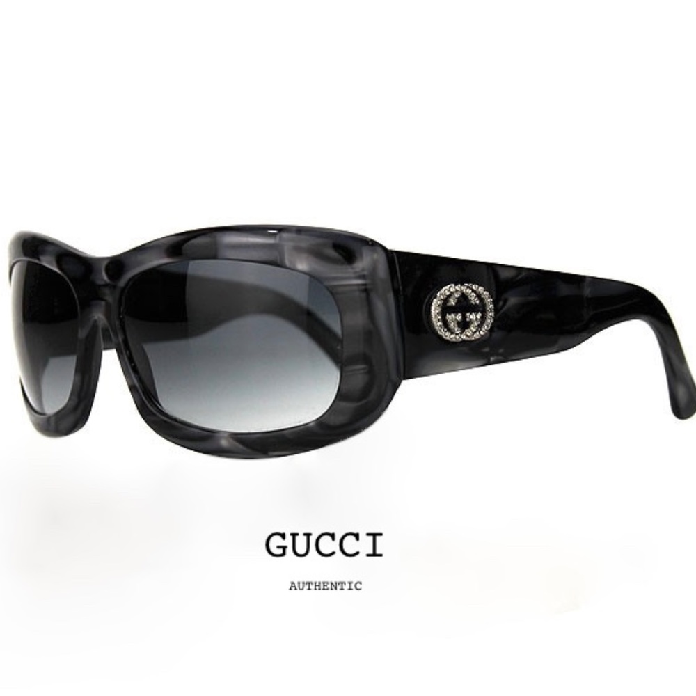 GUCCI Flawless Black Tortoise Shell Sunglasses w/Crystals GG297/S